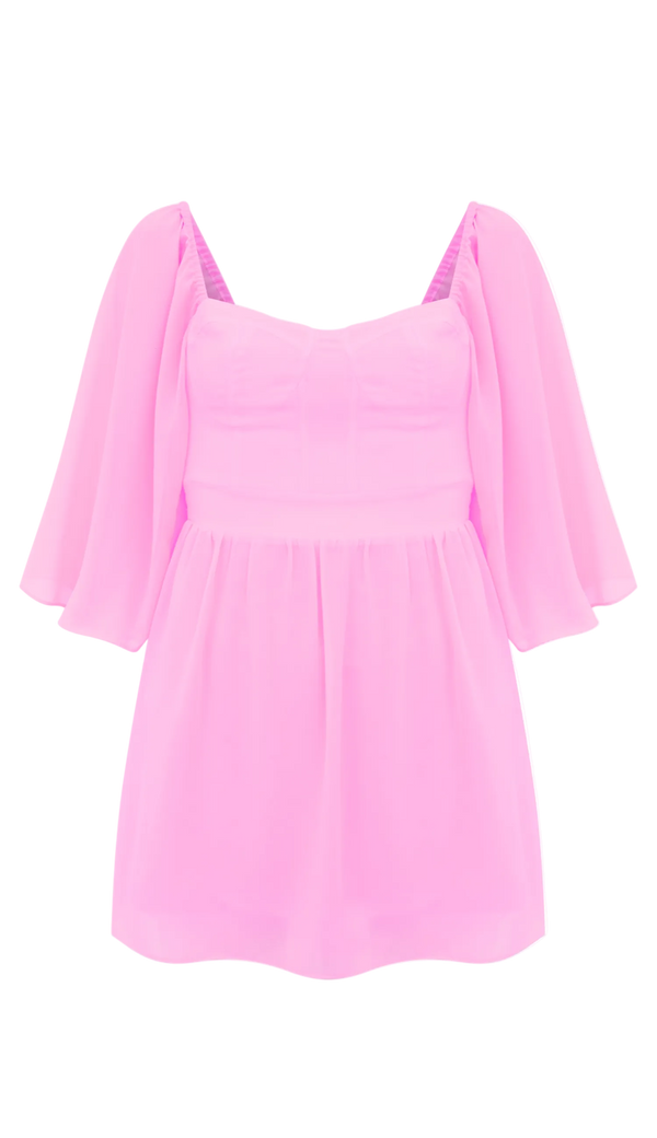 Vestido Curto Crepe Manu Rosa | Laguna