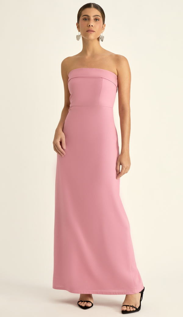 Vestido Longo em Linho Luma Rosa | Laguna