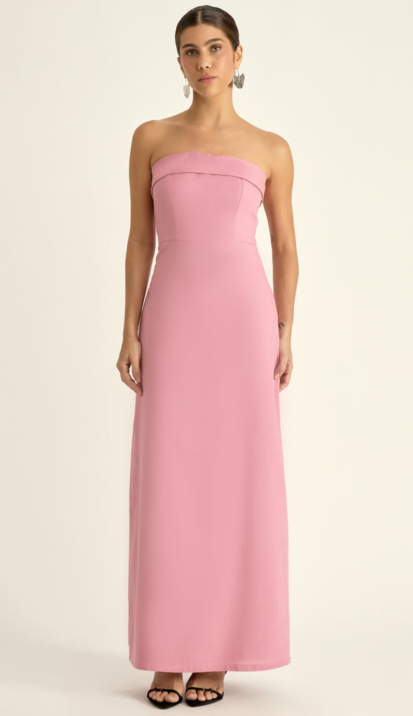 Vestido Longo em Linho Luma Rosa | Laguna