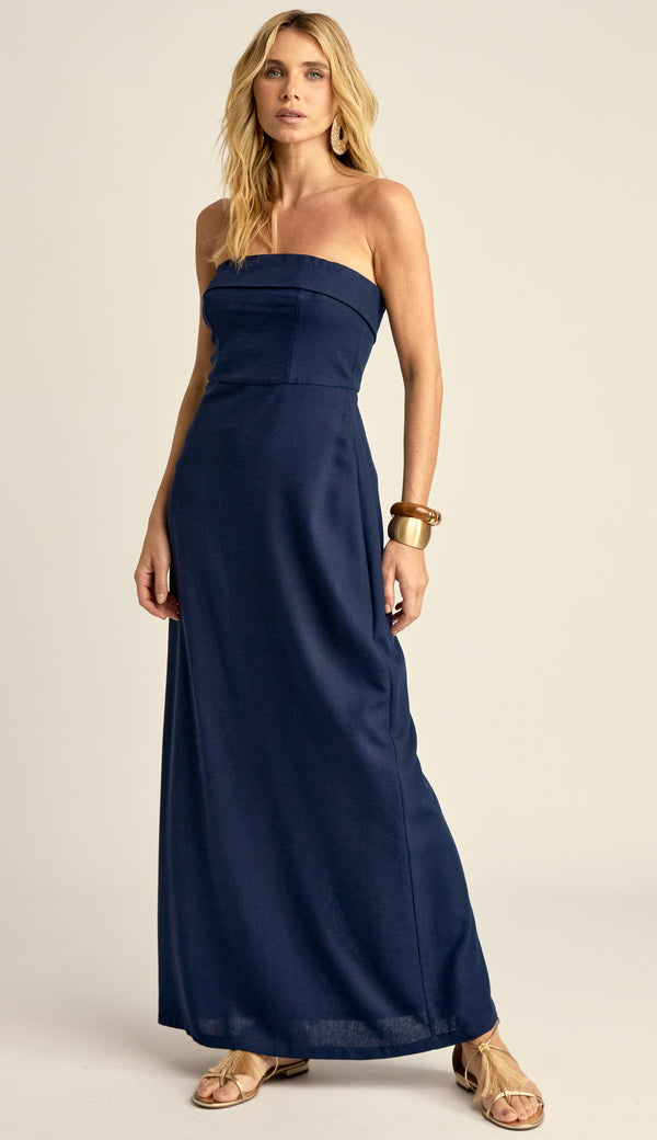 Vestido Longo em Linho Luma Marinho | Laguna