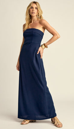 Vestido Longo em Linho Luma Marinho | Laguna