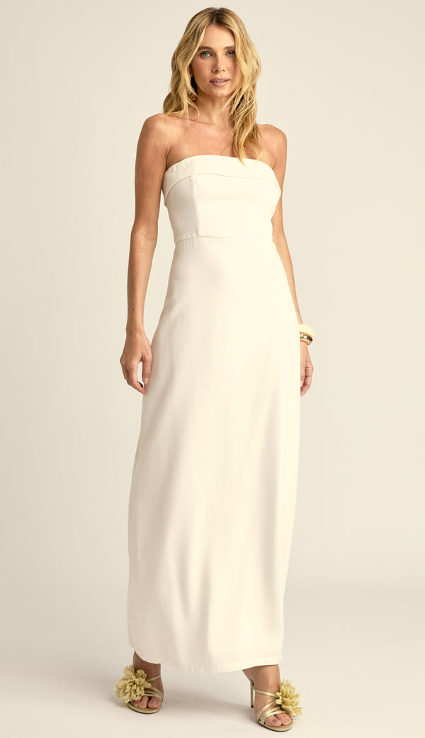 Vestido Longo em Linho Luma Off White| Laguna