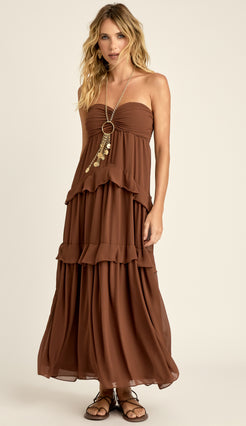 Vestido Longuete Crepe Leve Ruth Café | Laguna