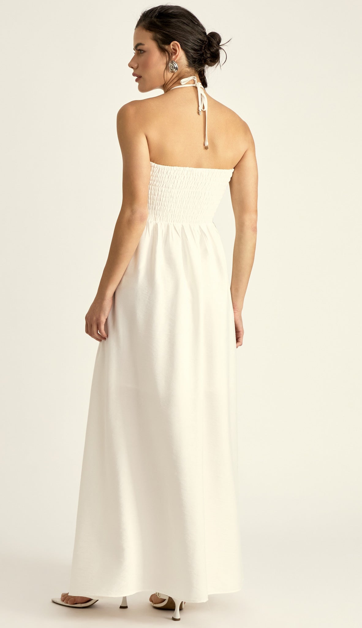 Vestido Longo Poliviscose Michelle Off White | Laguna