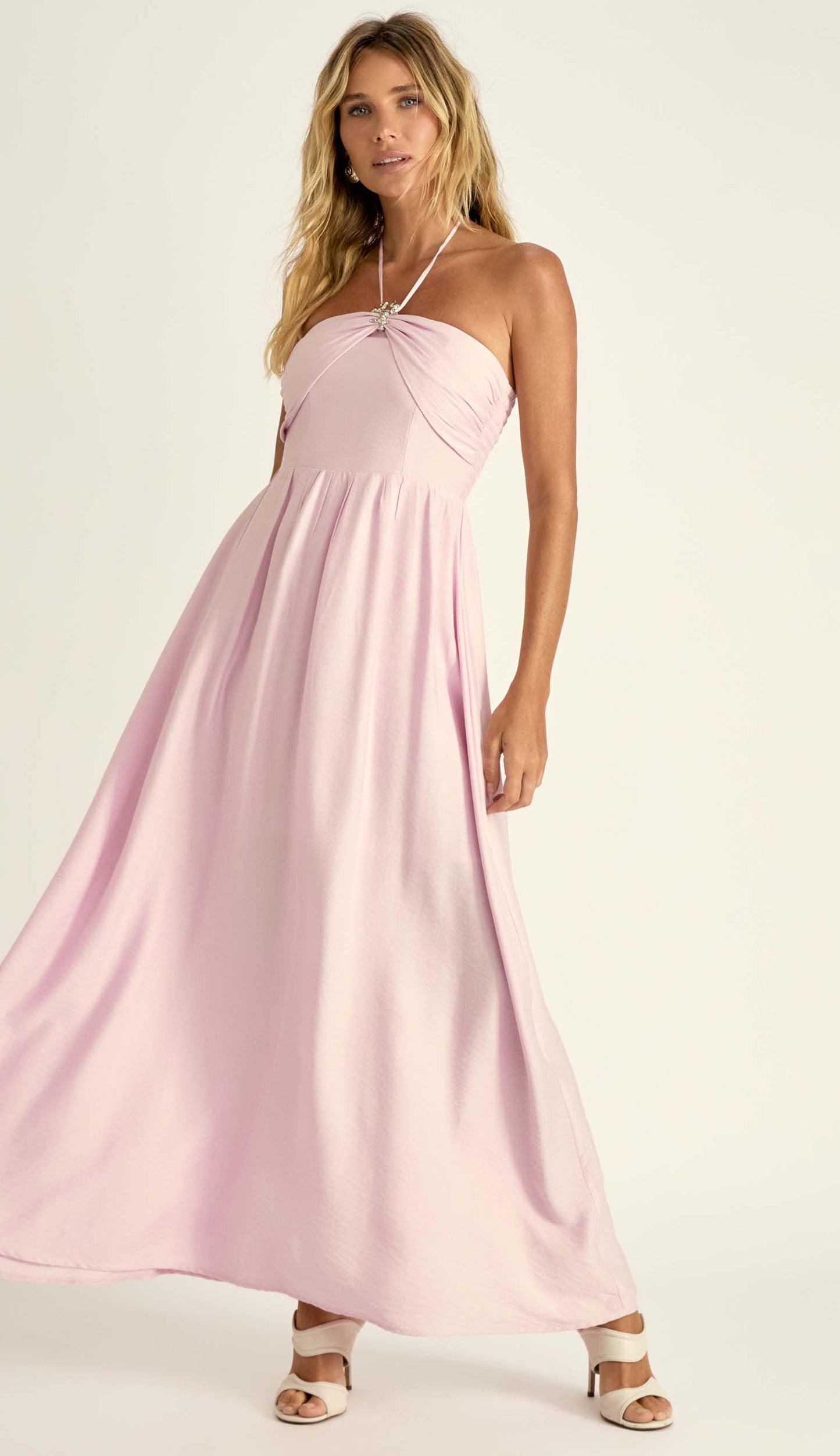 Vestido Longo Poliviscose Michelle Rosa | Laguna