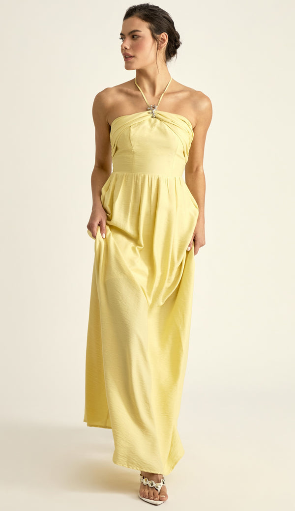 Vestido Longo Poliviscose Michelle Manteiga | Laguna