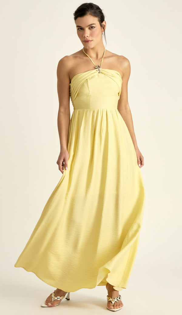 Vestido Longo Poliviscose Michelle Manteiga | Laguna