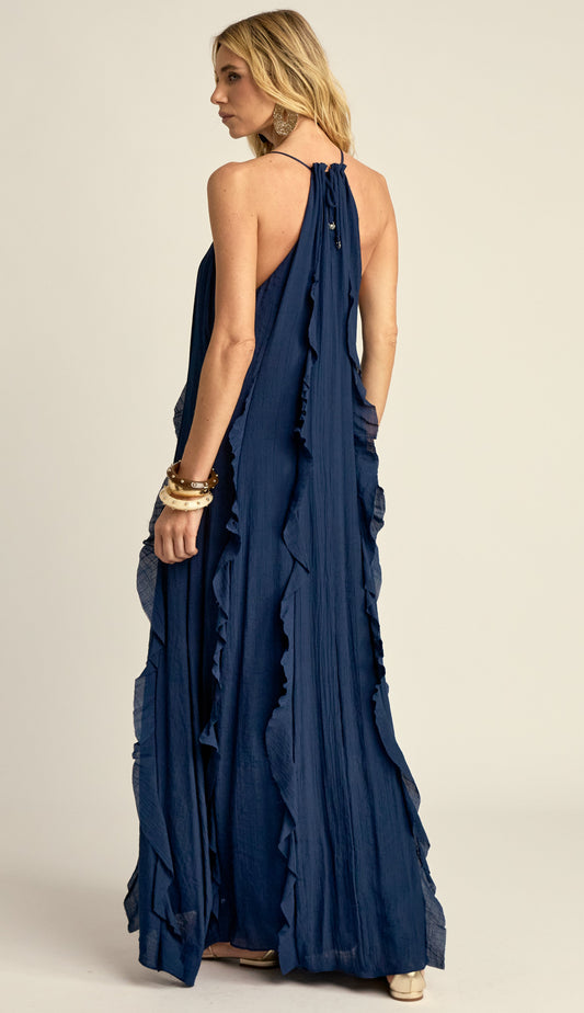 Vestido Longo Babados Poliviscose Moana Marinho | Laguna