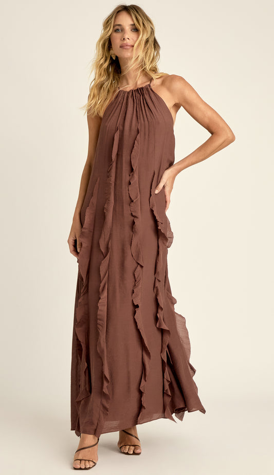 Vestido Longo Poliviscose Moana Café | Laguna