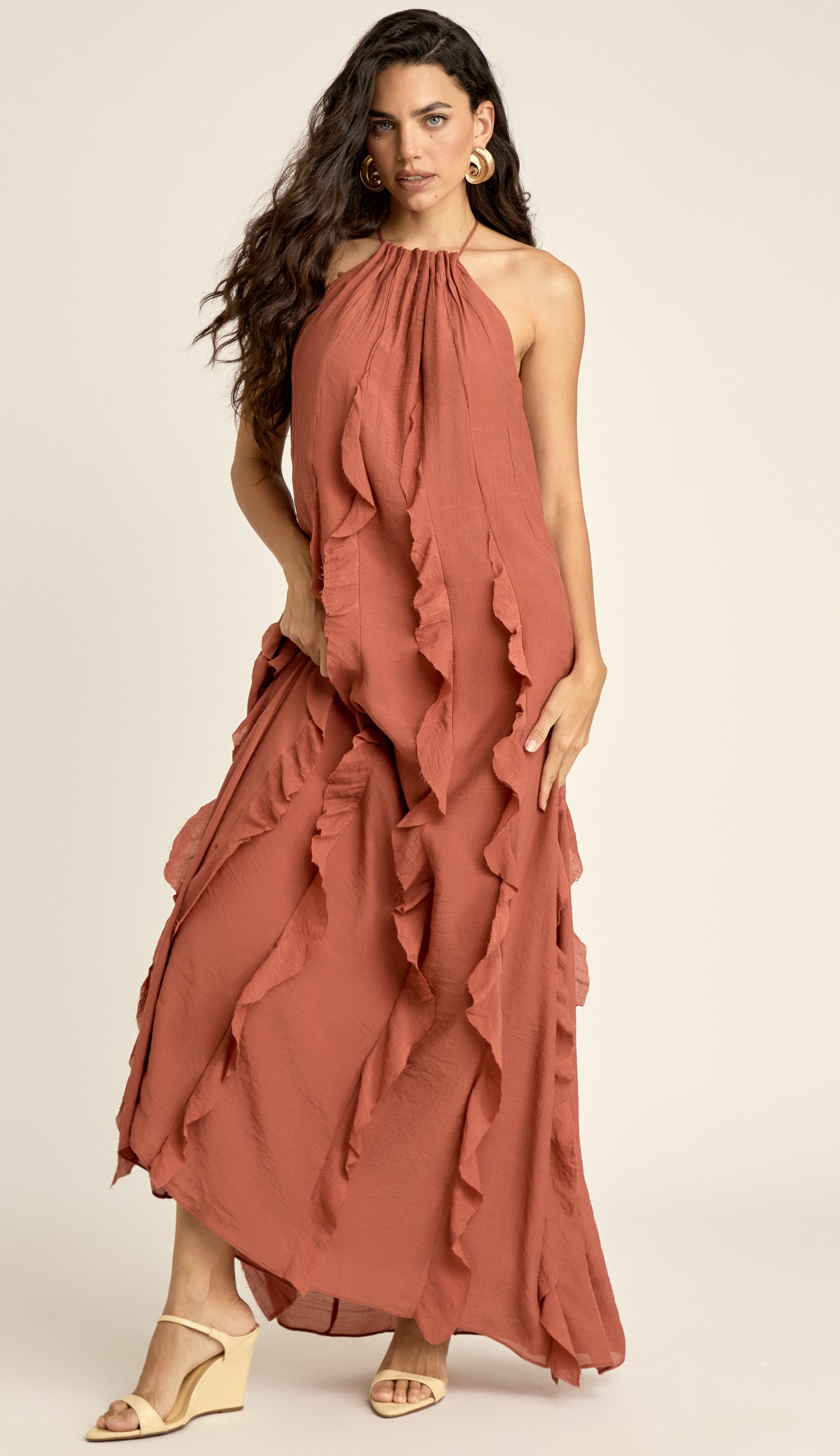 Vestido Longo Poliviscose Moana Terra | Laguna