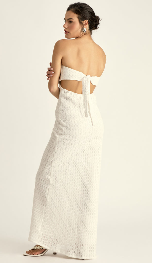 Vestido Longo Tricô Margareth Off White | Laguna
