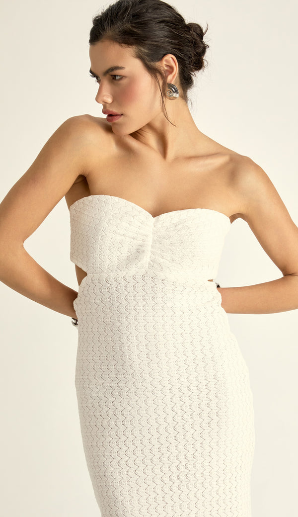 Vestido Longo Tricô Margareth Off White | Laguna