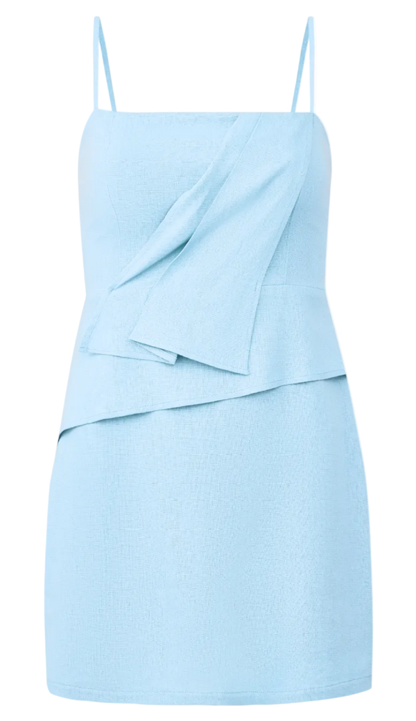 Vestido Curto Linho Onda Azul | Laguna