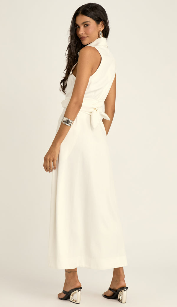 Vestido Longo Chemise Alfaiataria Paola Off White | Laguna
