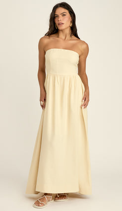 Vestido Panamá Manteiga