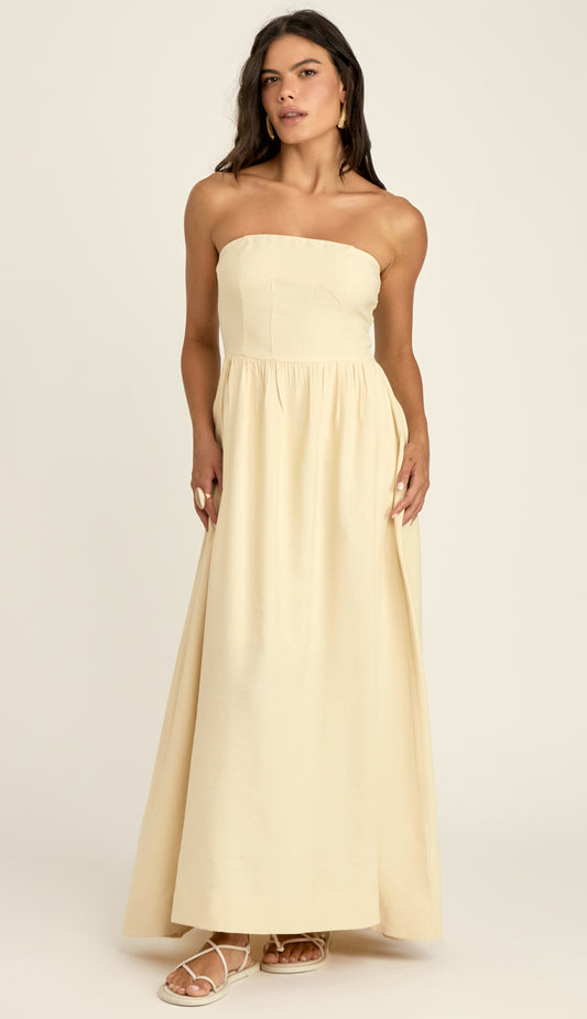 Vestido Panamá Manteiga