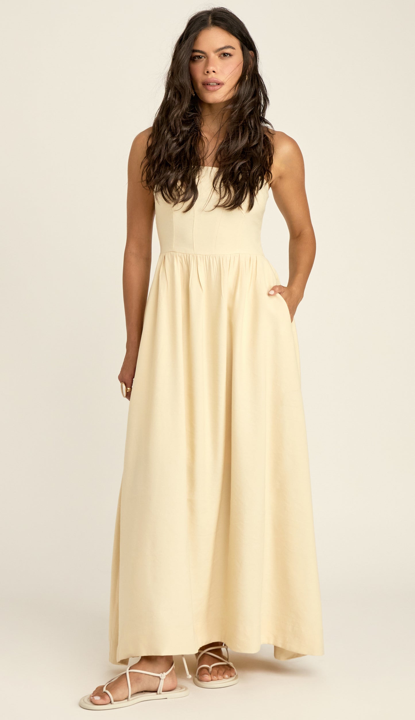 Vestido Panamá Manteiga
