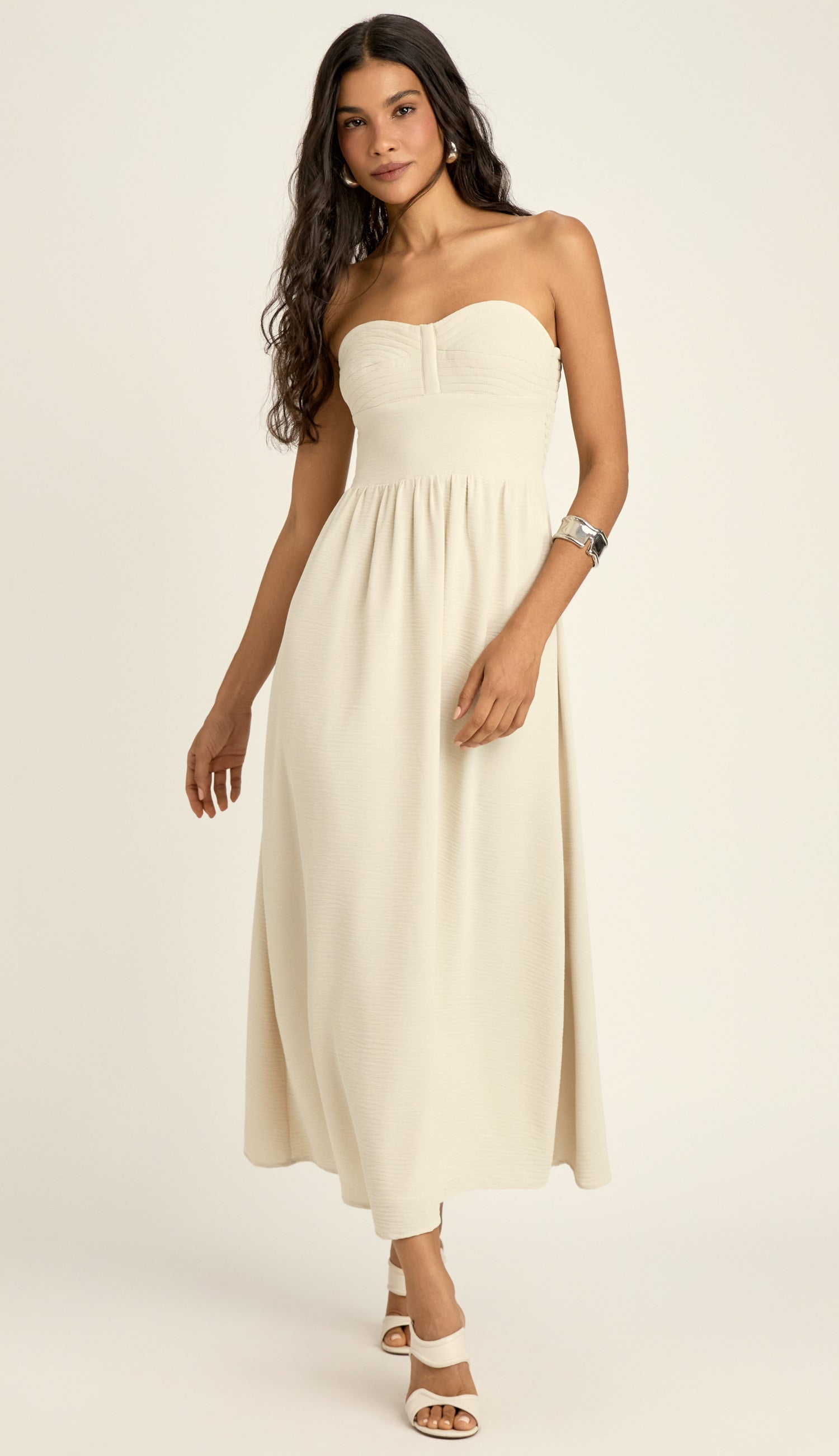 Vestido Festa Longo Crepe Texturizado Pina | Laguna