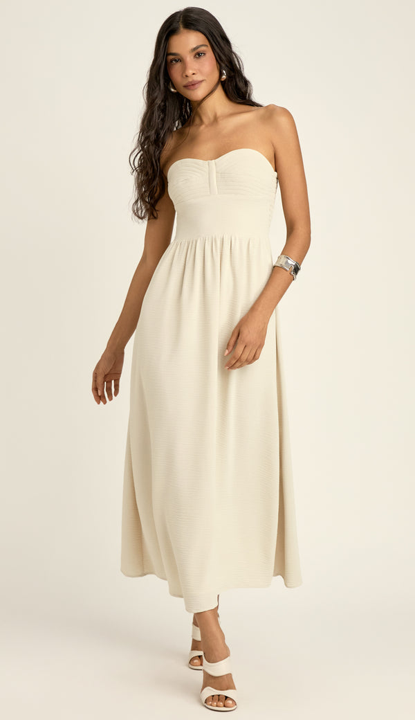 Vestido Festa Longo Crepe Texturizado Pina | Laguna