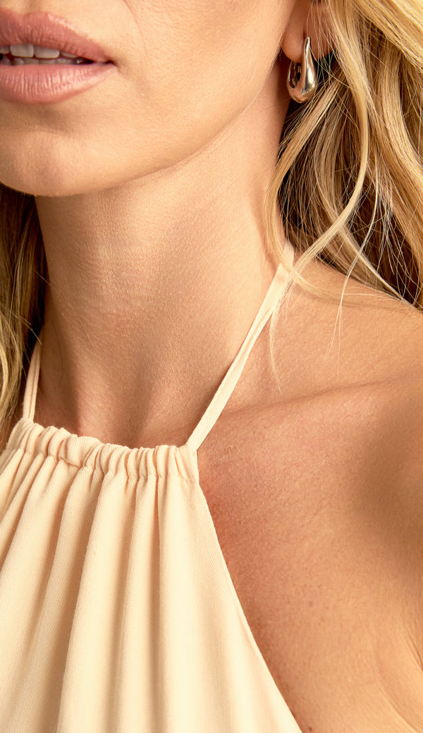 Vestido Longo Frente Única Viscose Pauline Manteiga | Laguna