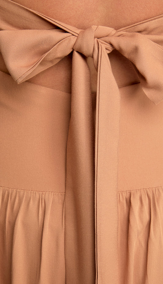 Vestido Longo Frente Única Viscose Pauline Mocha | Laguna