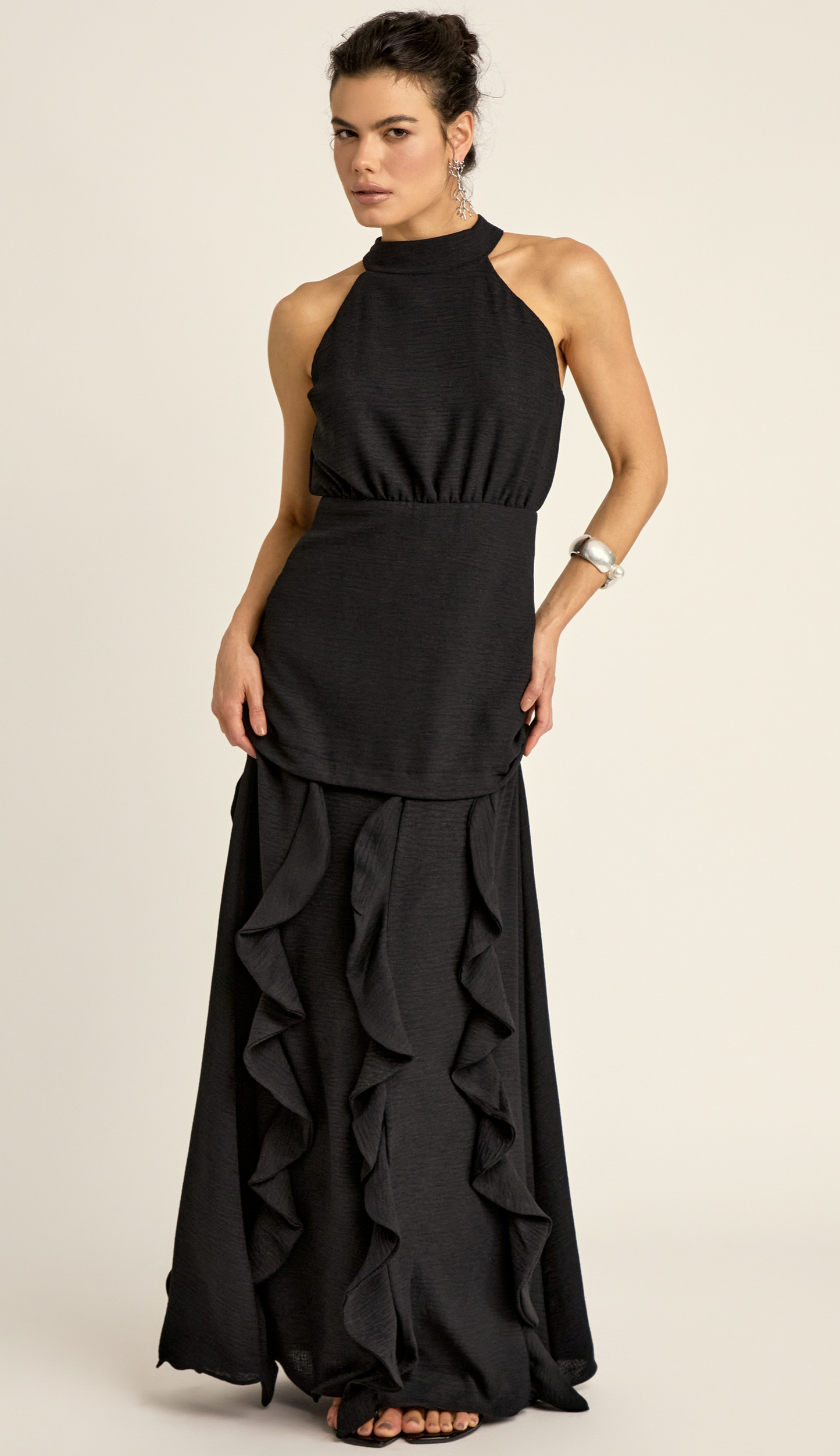 Vestido Festa Longo Crepe Texturizado Peaches | Laguna