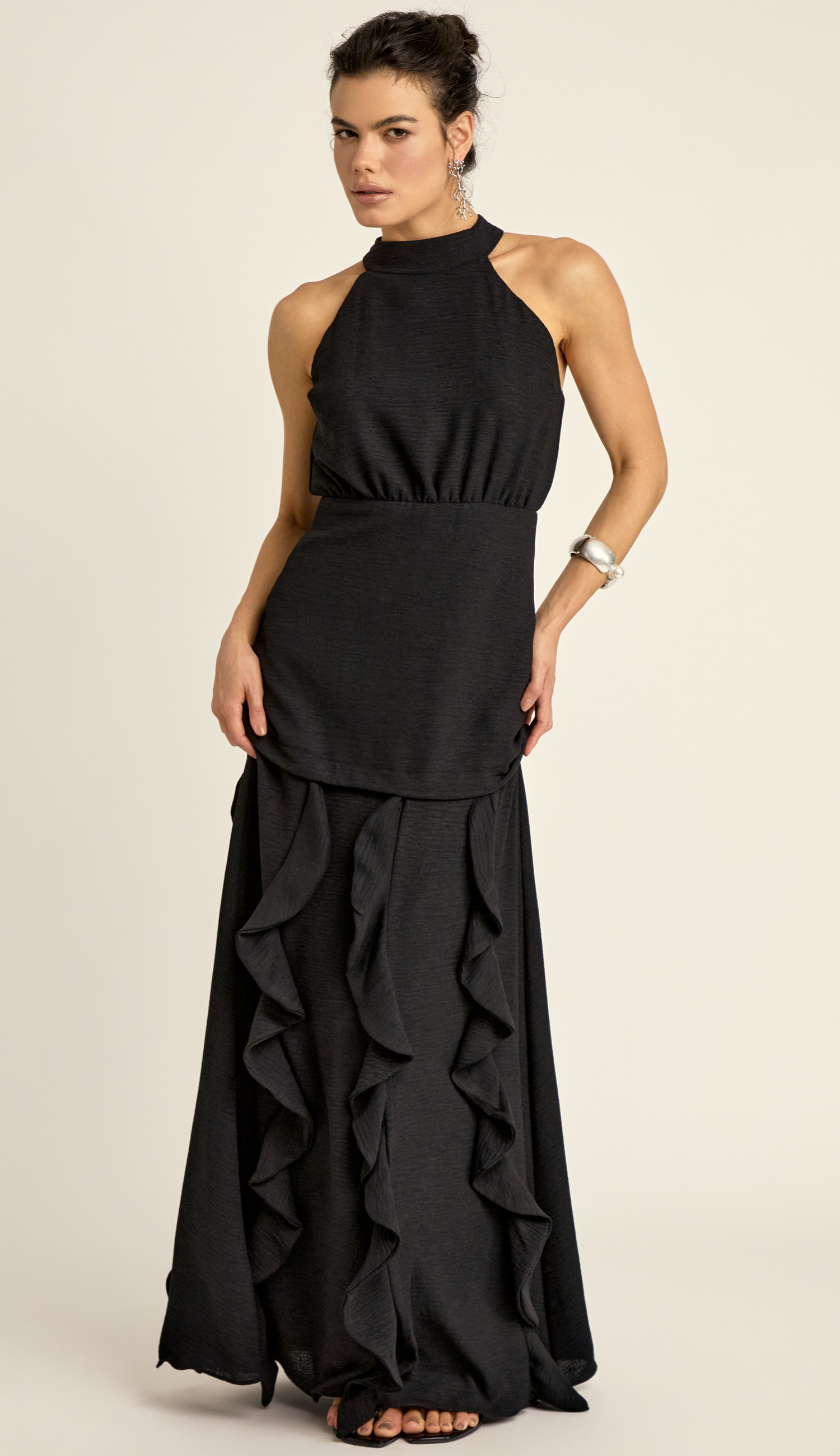 Vestido Festa Longo Crepe Texturizado Peaches | Laguna