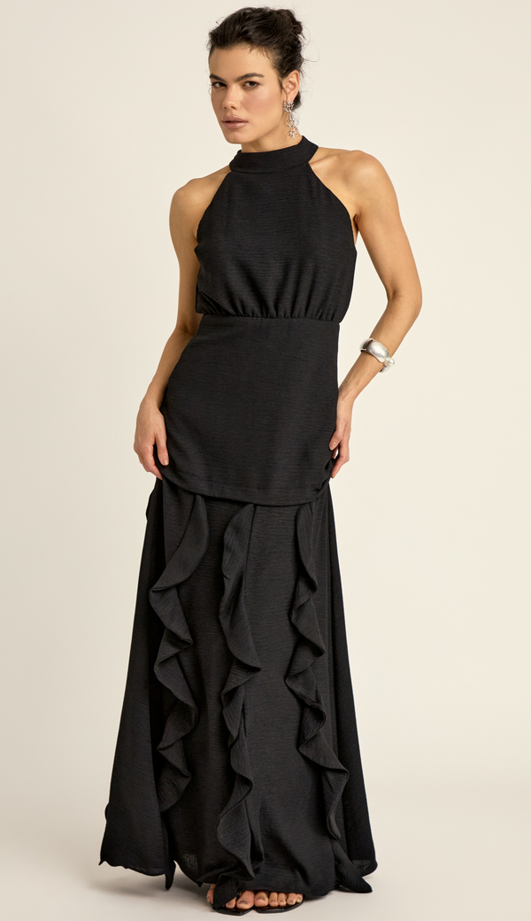 Vestido Festa Longo Crepe Texturizado Peaches | Laguna