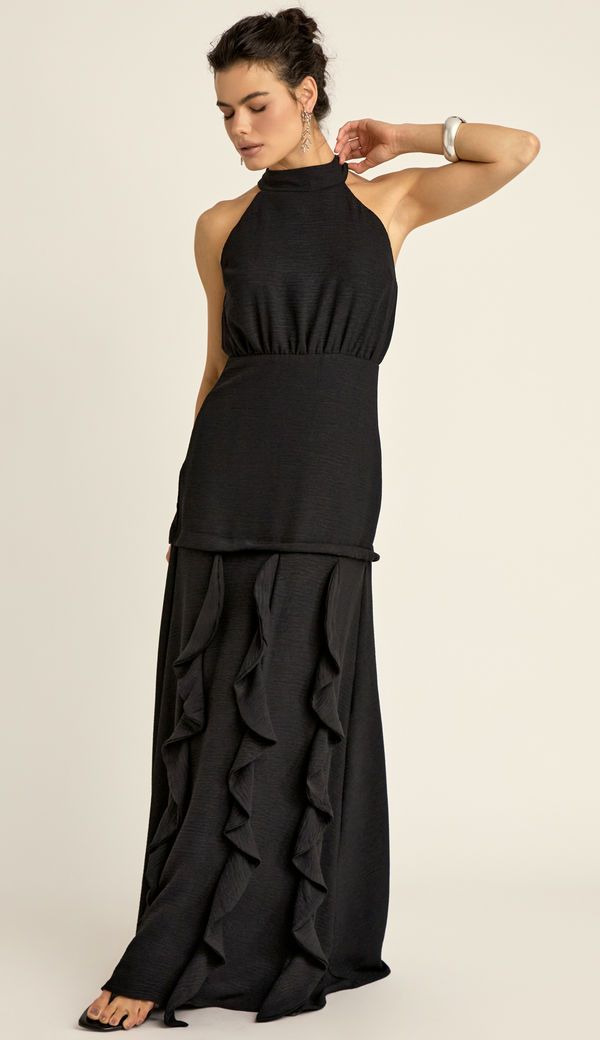 Vestido Festa Longo Crepe Texturizado Peaches | Laguna
