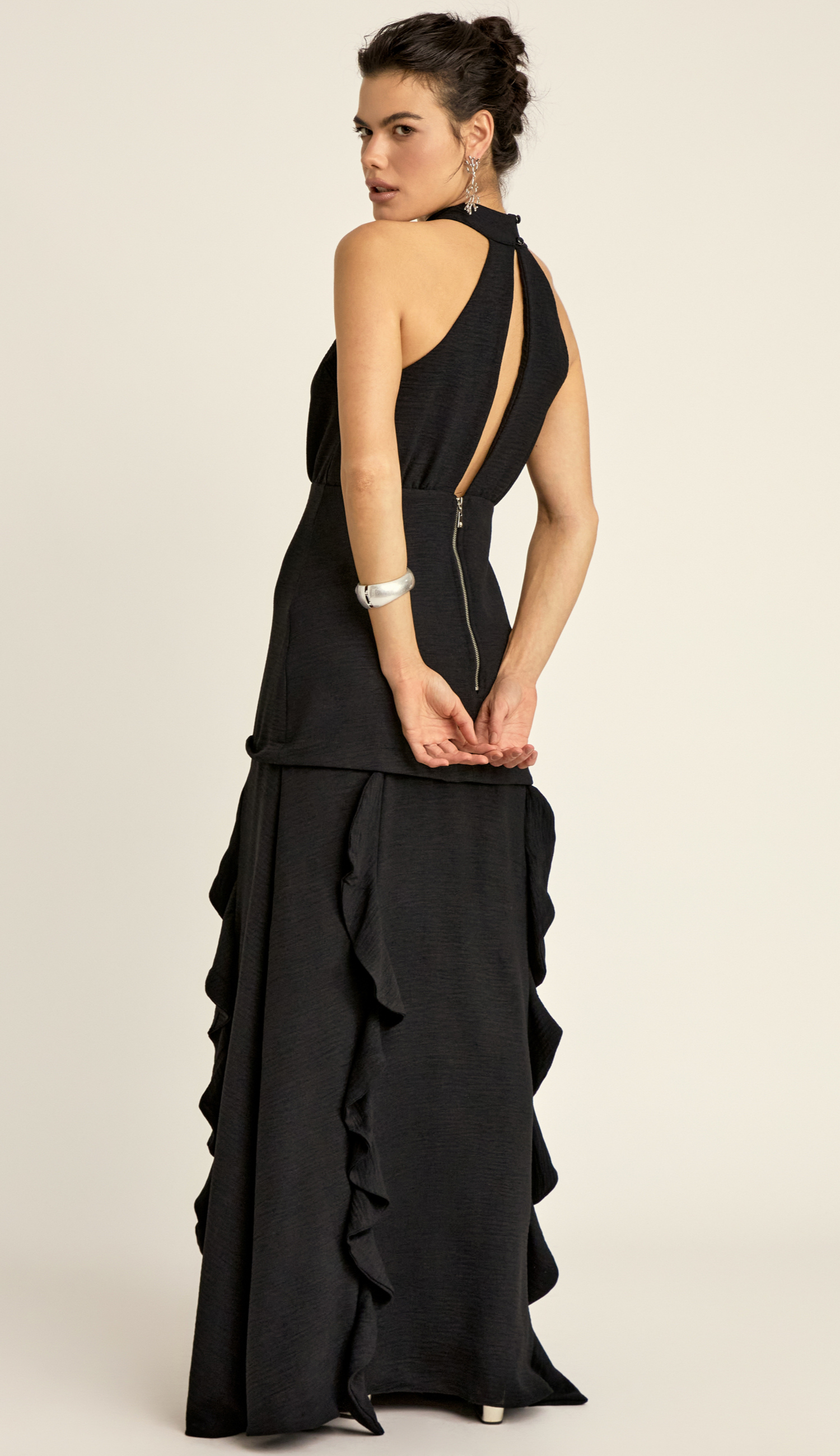 Vestido Festa Longo Crepe Texturizado Peaches | Laguna