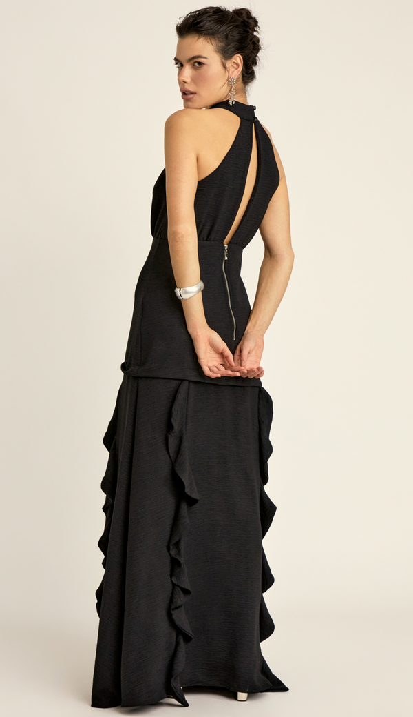 Vestido Festa Longo Crepe Texturizado Peaches | Laguna
