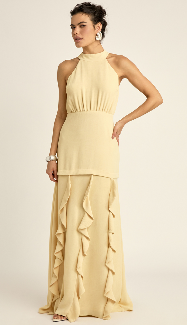 Vestido Festa Longo Crepe Texturizado Peaches | Laguna
