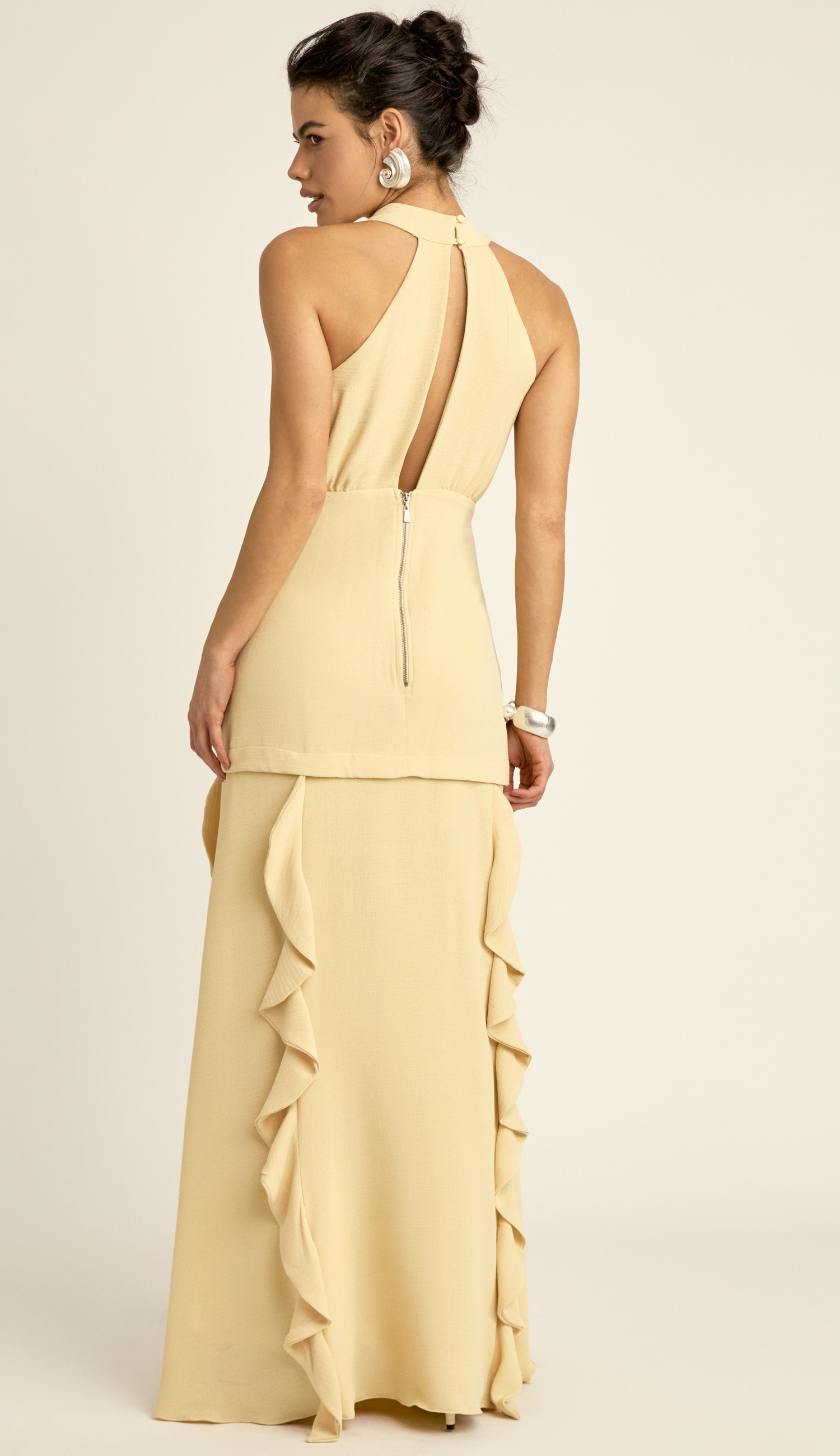 Vestido Festa Longo Crepe Texturizado Peaches | Laguna