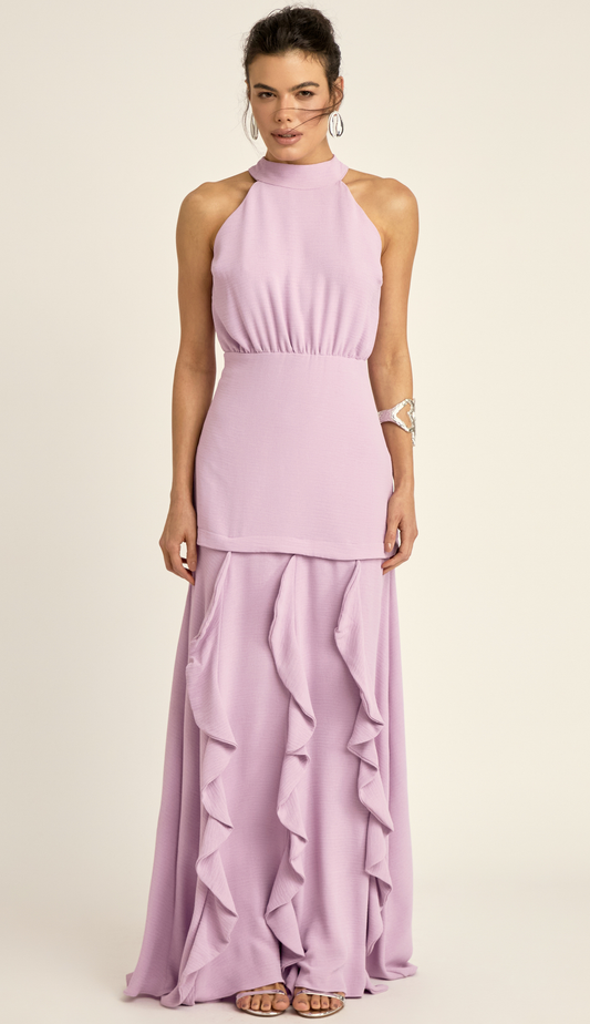 Vestido Festa Longo Crepe Texturizado Peaches | Laguna