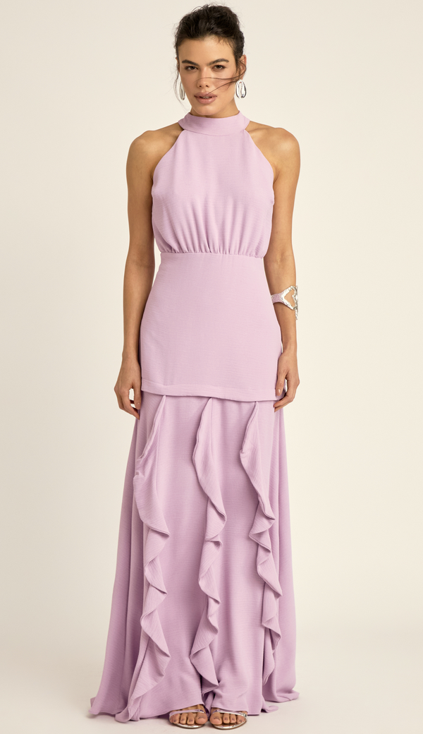 Vestido Festa Longo Crepe Texturizado Peaches | Laguna