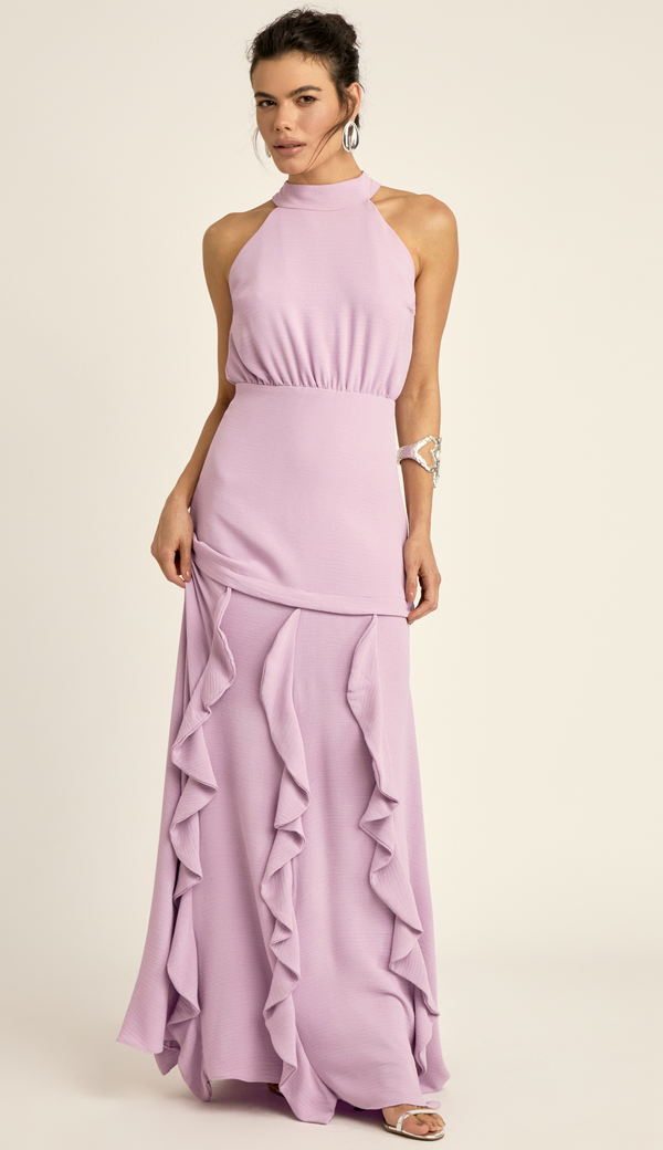 Vestido Festa Longo Crepe Texturizado Peaches | Laguna