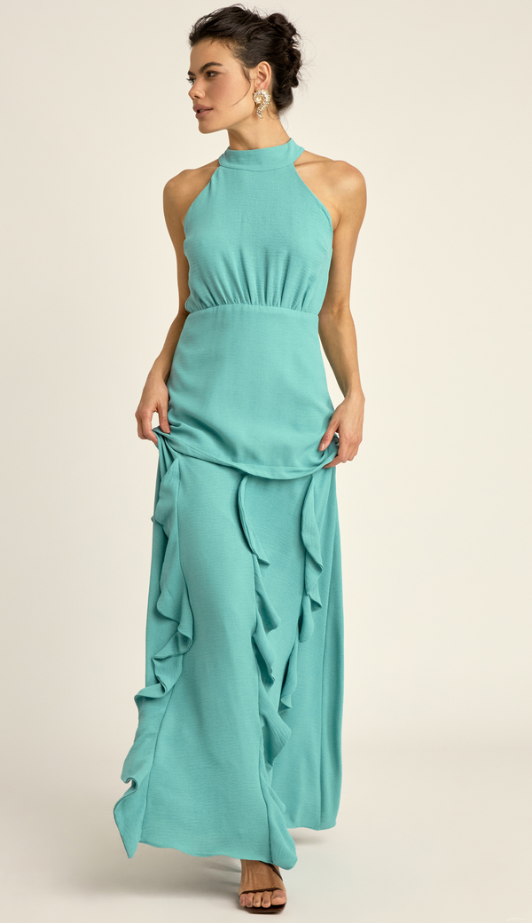 Vestido Festa Longo Crepe Texturizado Peaches | Laguna