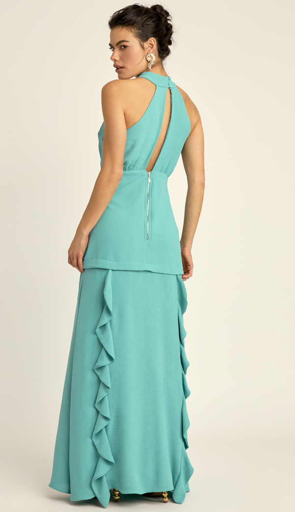 Vestido Festa Longo Crepe Texturizado Peaches | Laguna