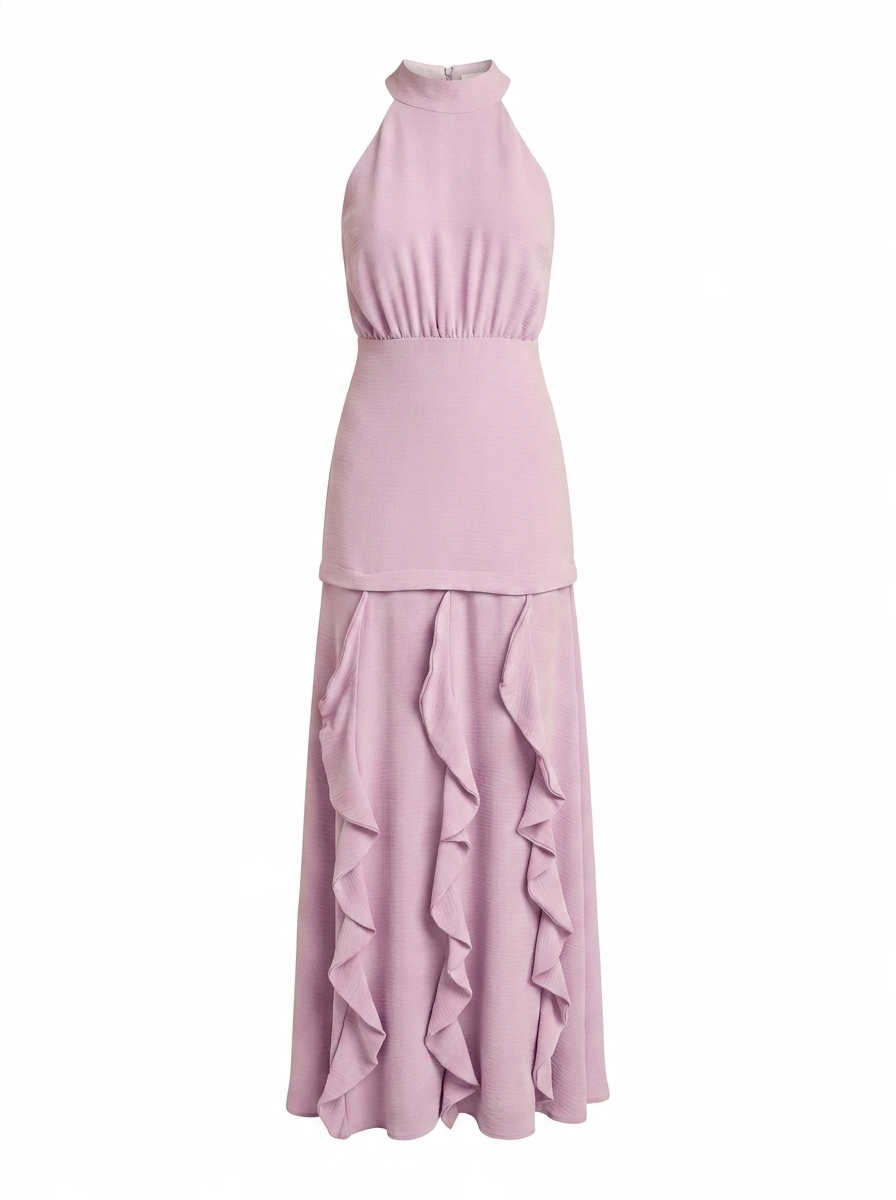 Vestido Festa Longo Crepe Texturizado Peaches | Laguna