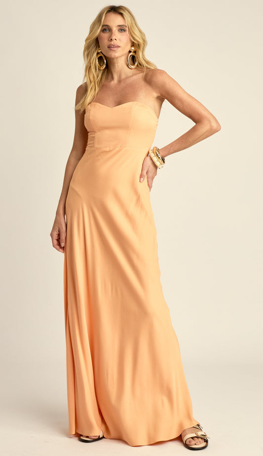 Vestido Longo Viscose Twill Priya Laranja | Laguna