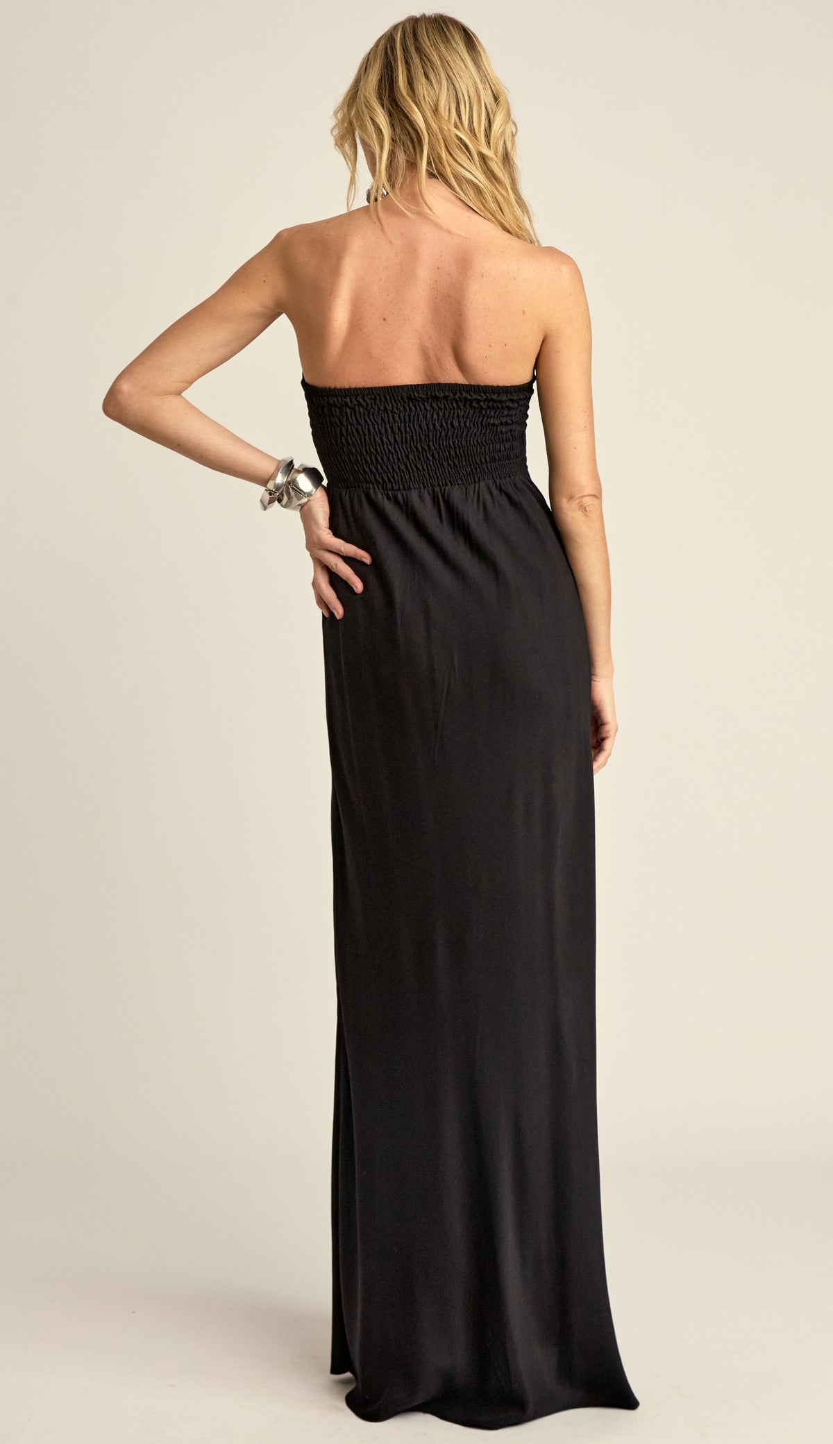 Vestido Longo Viscose Twill Priya Preto | Laguna