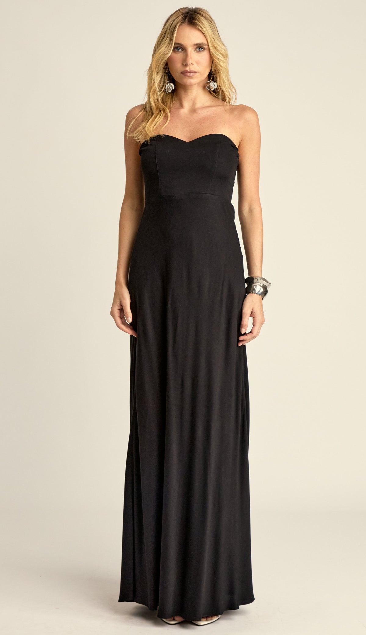Vestido Longo Viscose Twill Priya Preto | Laguna