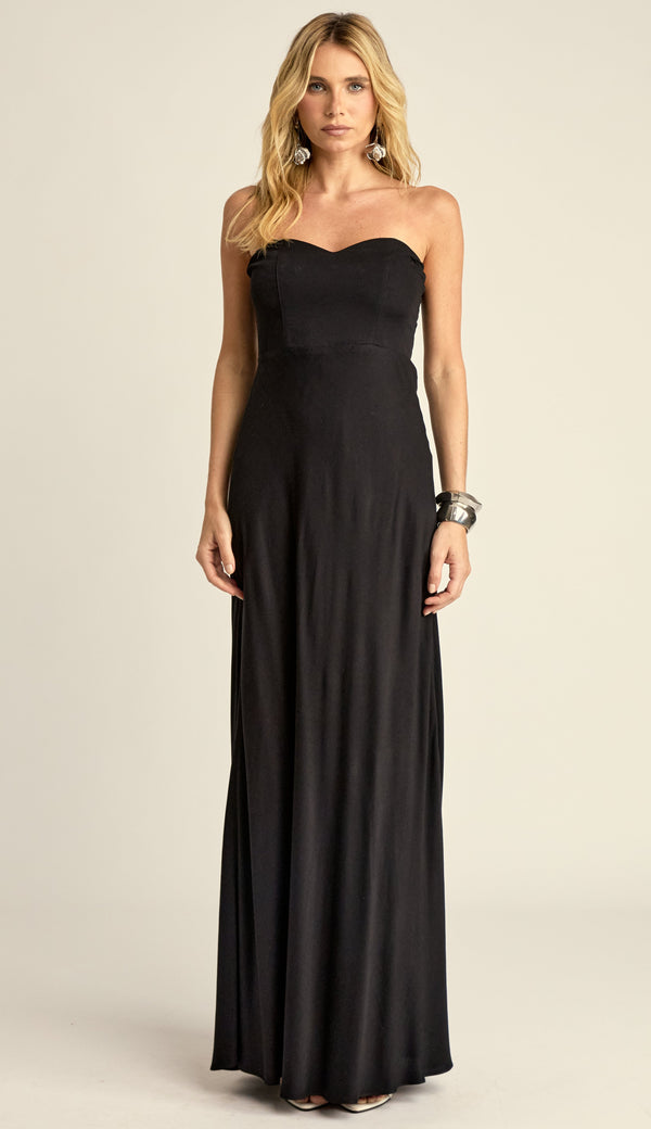Vestido Longo Viscose Twill Priya Preto | Laguna