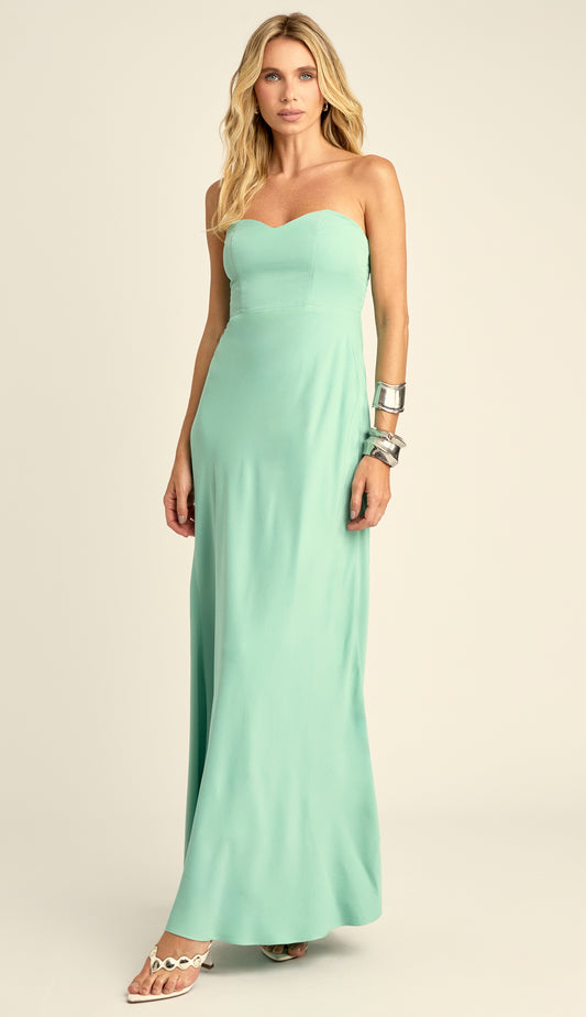 Vestido Longo Viscose Twill Priya Verde | Laguna