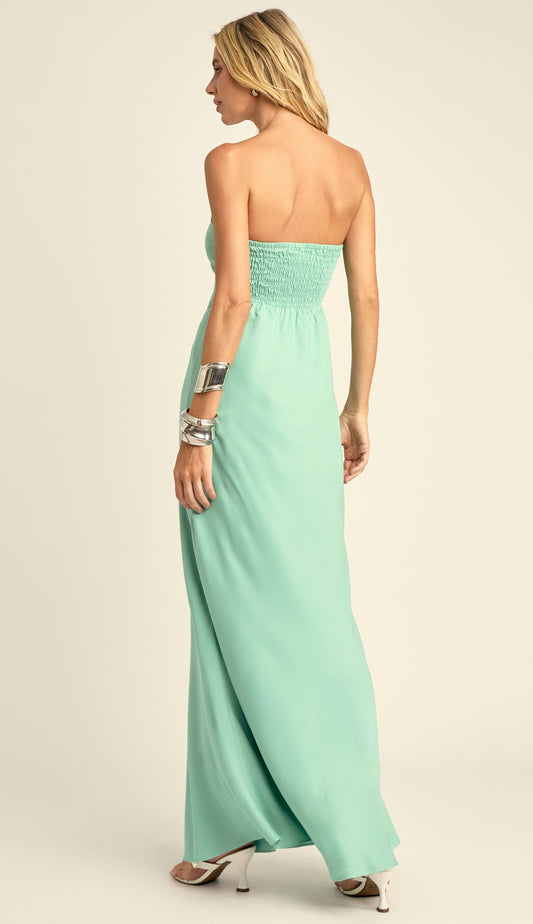 Vestido Longo Viscose Twill Priya Verde | Laguna