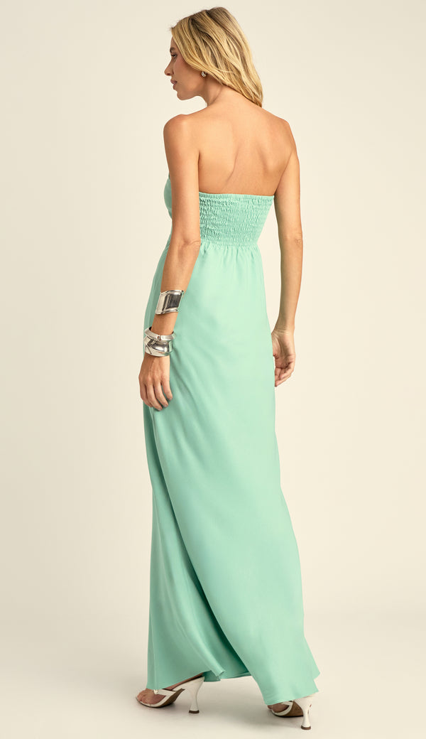 Vestido Longo Viscose Twill Priya Verde | Laguna