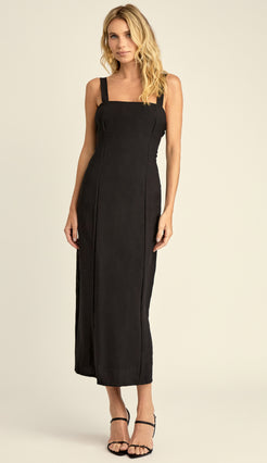 Vestido Midi Alfaiataria Poliana Preto | Laguna