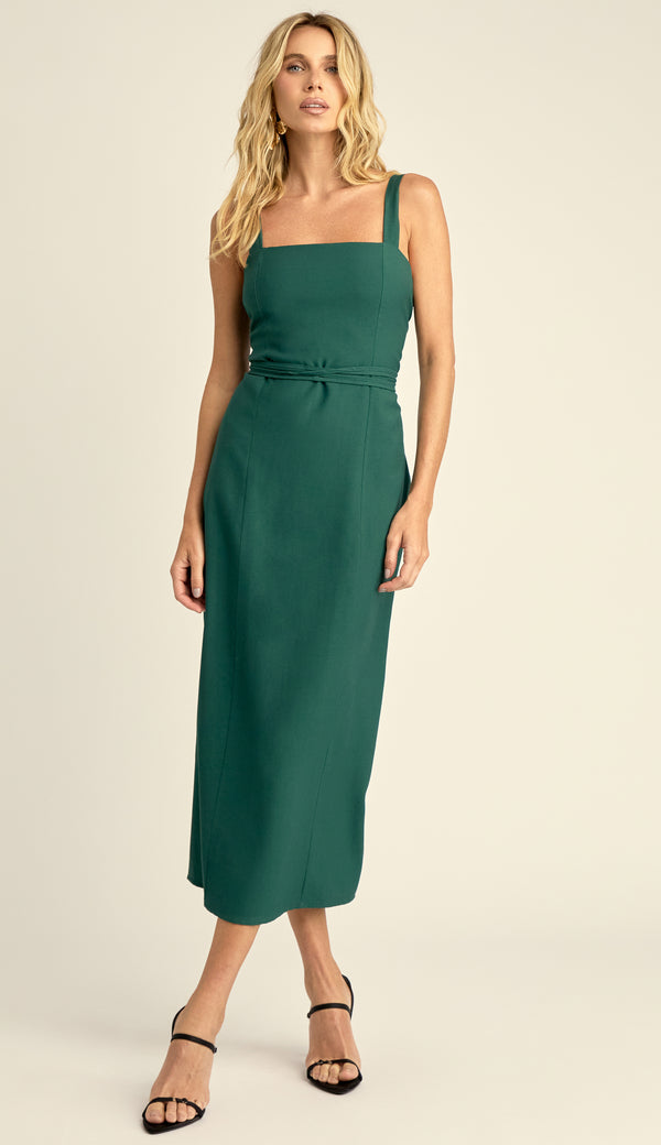 Vestido Midi Alfaiataria Poliana Verde | Laguna