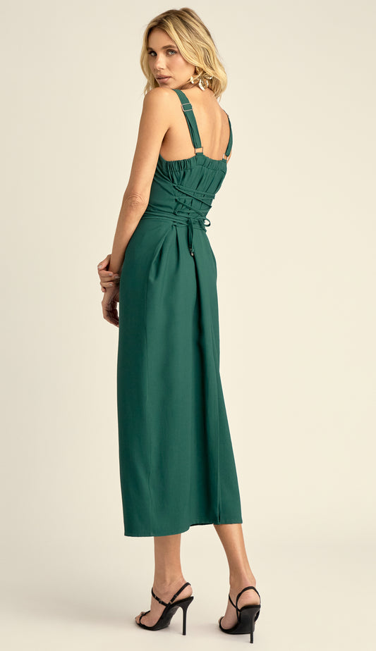 Vestido Midi Alfaiataria Poliana Verde | Laguna