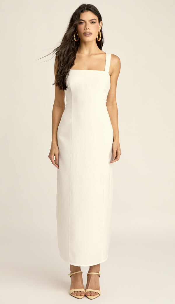 Vestido Midi Alfaiataria Poliana Off White | Laguna